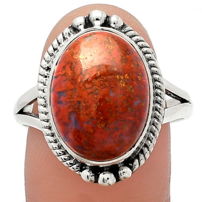 Red Moss Agate Ring size-9.5 SDR225736 R-1253, 11x15 mm