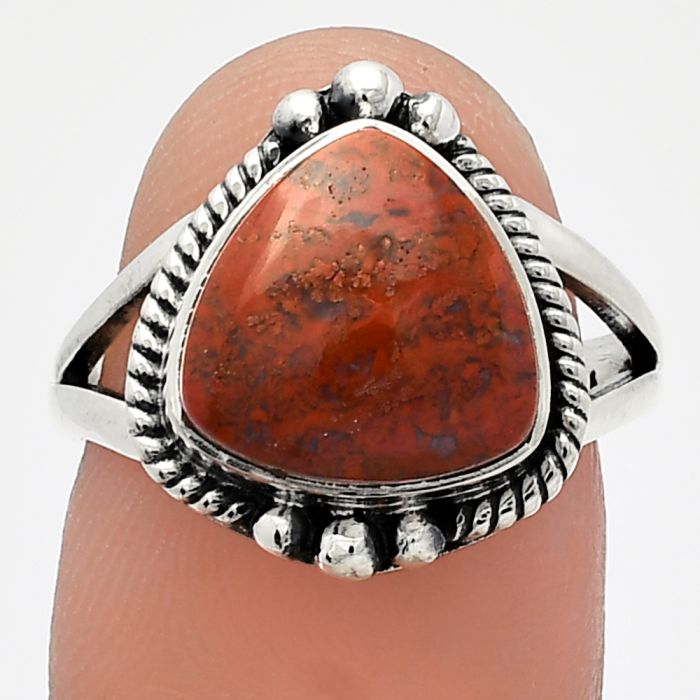 Red Moss Agate Ring size-7 SDR225800 R-1253, 11x11 mm