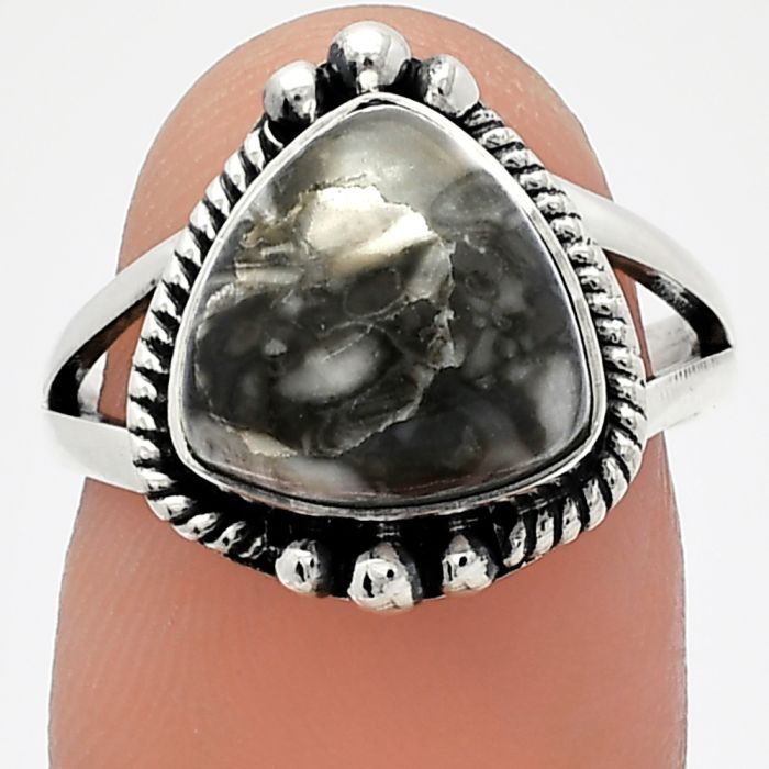 Mexican Cabbing Fossil Ring size-7 SDR225806 R-1253, 11x11 mm