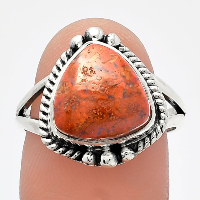 Red Moss Agate Ring size-8 SDR225815 R-1253, 11x11 mm