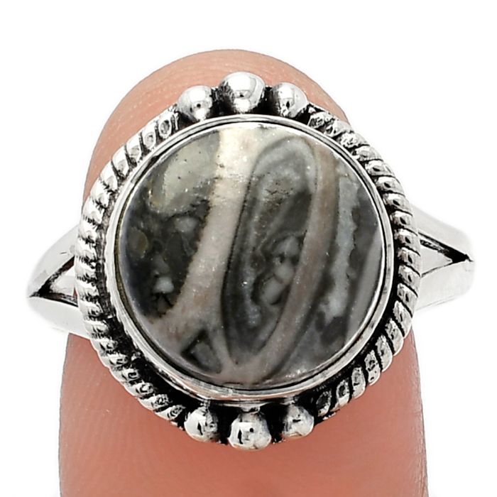 Mexican Cabbing Fossil Ring size-9.5 SDR225830 R-1253, 12x12 mm