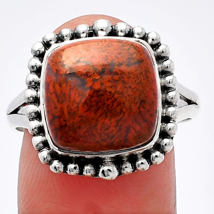 Red Moss Agate Ring size-9.5 SDR225942 R-1154, 12x12 mm