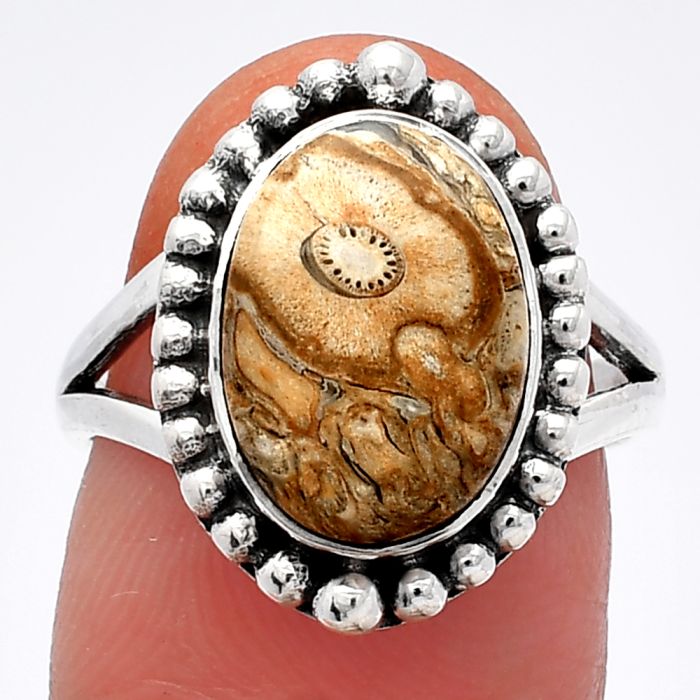 Rock Calcy Ring size-7 SDR225991 R-1154, 9x13 mm