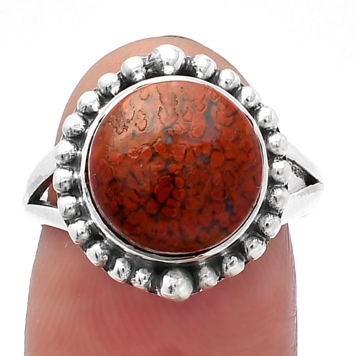 Red Moss Agate Ring size-7 SDR226062 R-1154, 11x11 mm