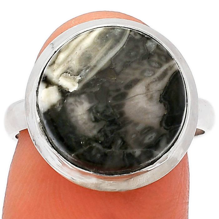 Mexican Cabbing Fossil Ring size-8 SDR226251 R-1007, 14x14 mm