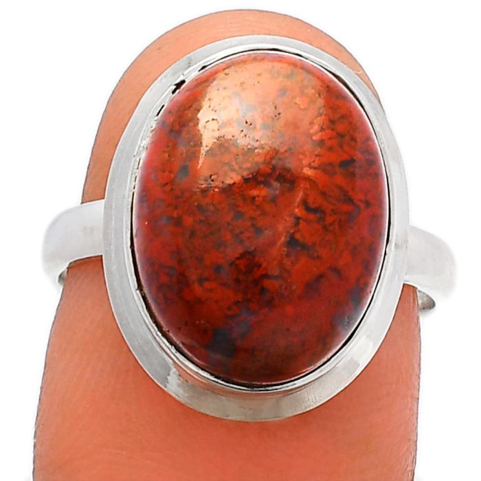Red Moss Agate Ring size-7 SDR226269 R-1007, 11x15 mm