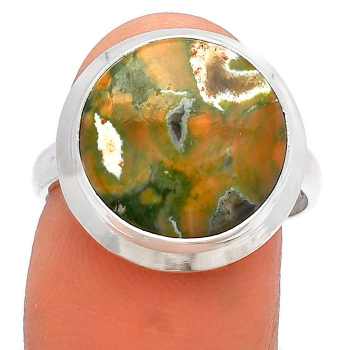 Rhyolite - Rainforest Jasper Ring size-8 SDR226319 R-1007, 14x14 mm