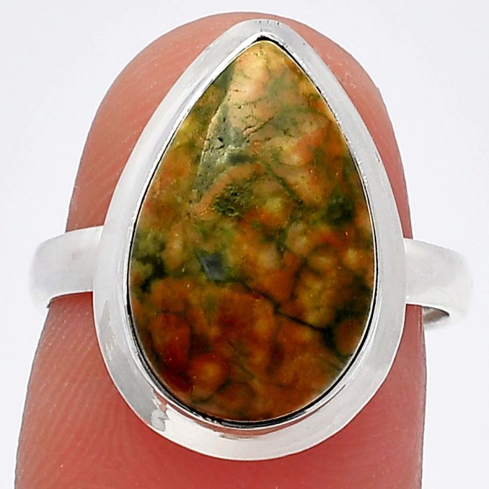 Rhyolite - Rainforest Jasper Ring size-7 SDR226446 R-1007, 10x16 mm