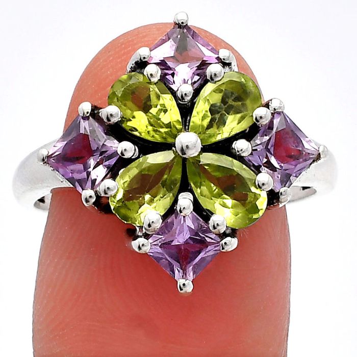 Peridot and Amethyst Ring size-6 SDR226457 R-1021, 6x4 mm