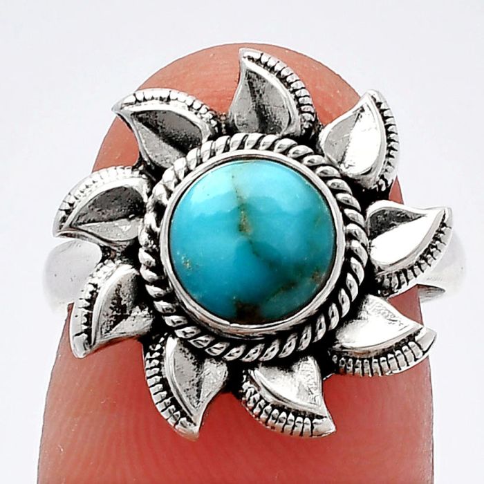 Sun - Natural Turquoise Morenci Mine Ring size-6 SDR226523 R-1617, 7x7 mm