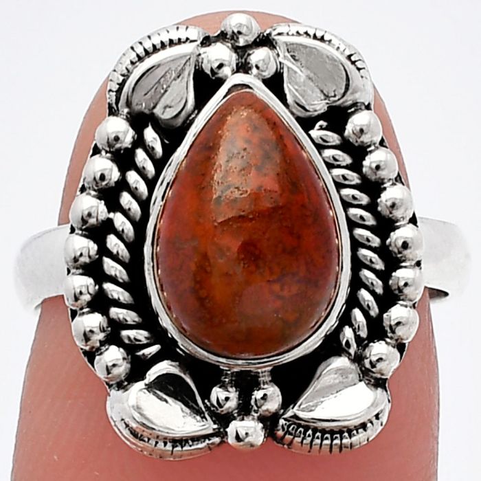 Red Moss Agate Ring size-7 SDR226687 R-1598, 7x11 mm