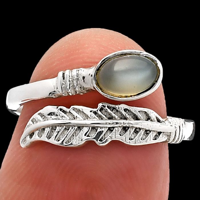 Adjustable Feather - Srilankan Moonstone Ring size-6 SDR226781 R-1496, 4x6 mm