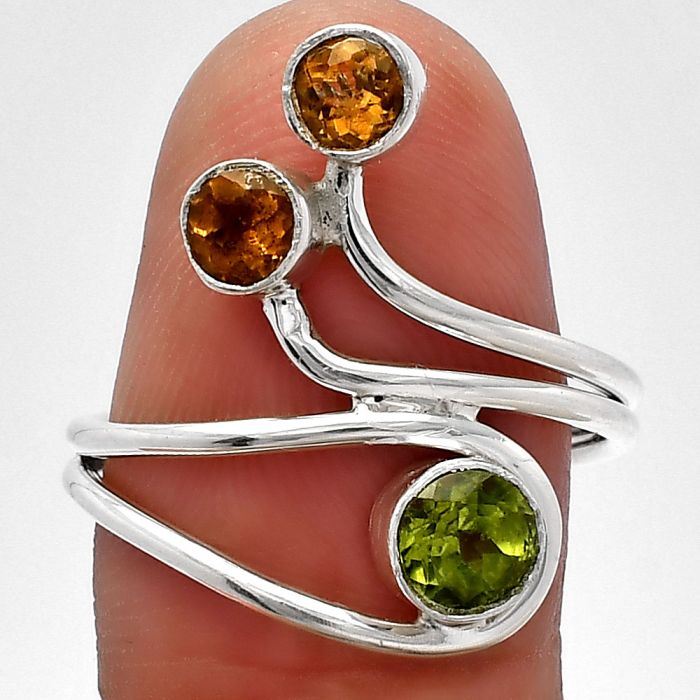 Peridot and Citrine Ring size-8 SDR226792 R-1390, 5x5 mm