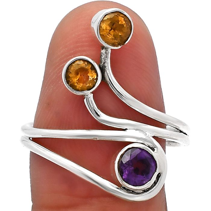 Amethyst and Citrine Ring size-9.5 SDR226830 R-1390, 5x5 mm