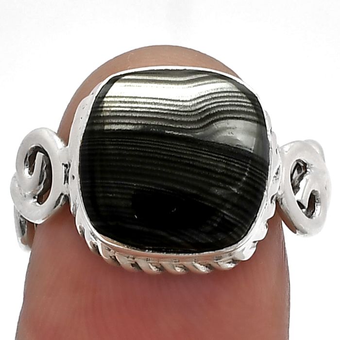Crown Of Silver Psilomelane - Black Malachite Ring size-7 SDR227082 R-1652, 11x11 mm
