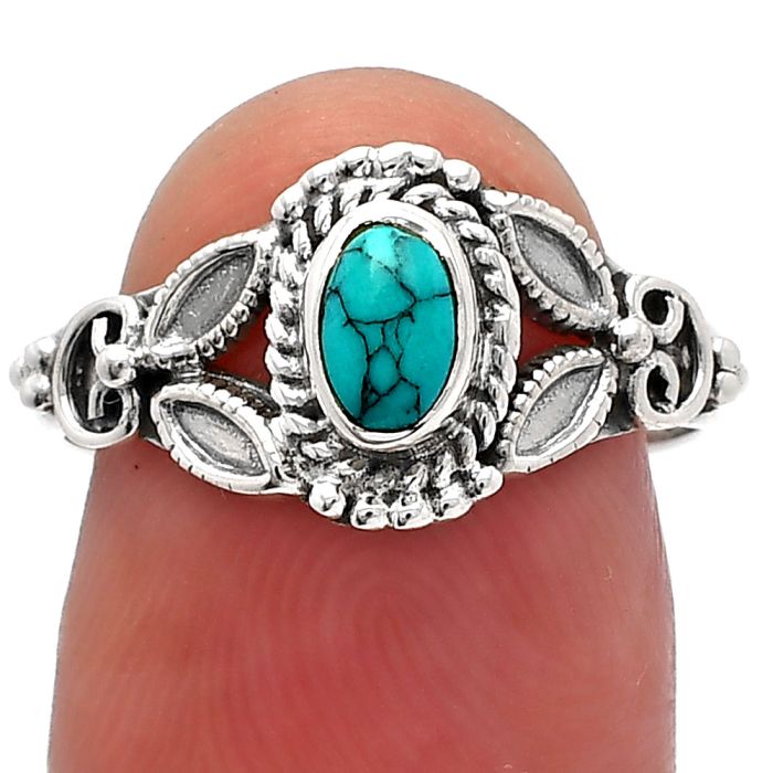 Lucky Charm Tibetan Turquoise Ring size-7.5 SDR227142 R-1286, 4x6 mm