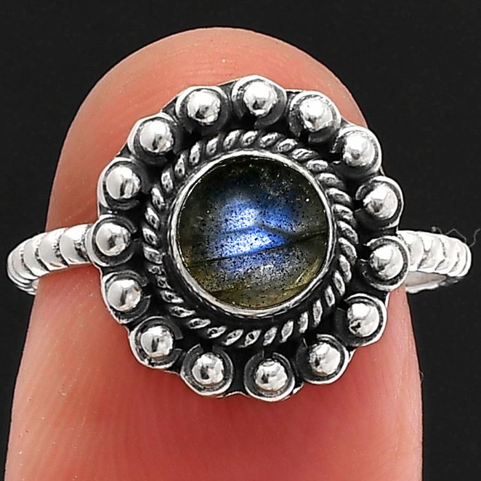 Blue Fire Labradorite Ring size-7.5 SDR227439 R-1096, 6x6 mm