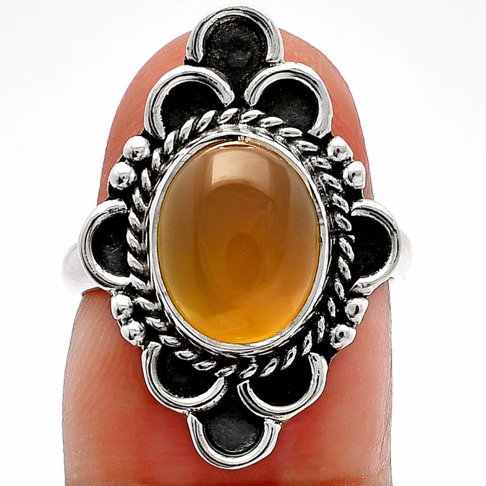 Yellow Onyx Ring size-6 SDR227583 R-1229, 9x11 mm