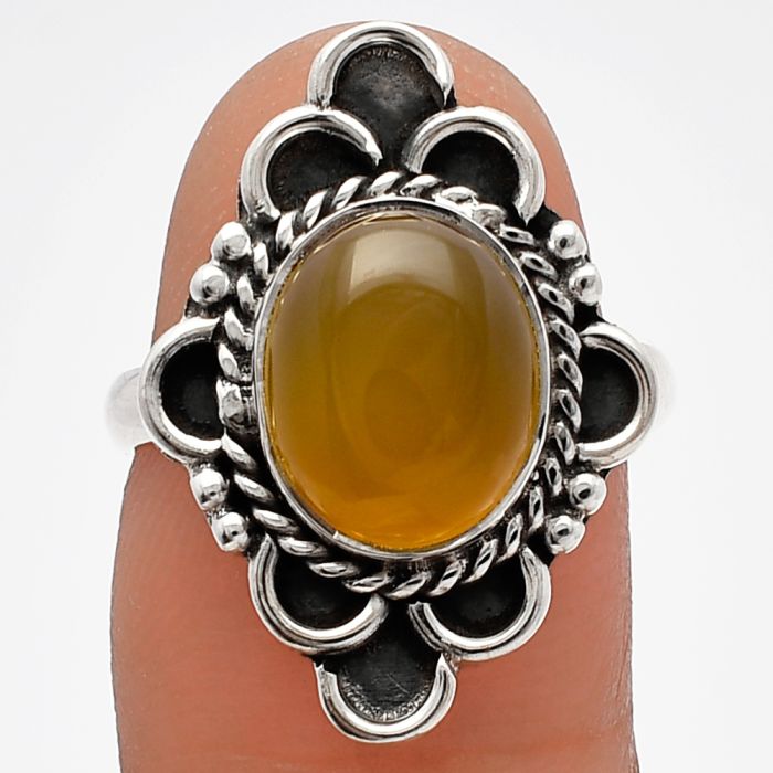 Yellow Onyx Ring size-7 SDR227616 R-1229, 9x11 mm