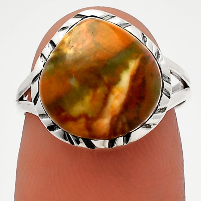 Rocky Butte Picture Jasper Ring size-6 SDR228009 R-1074, 12x12 mm