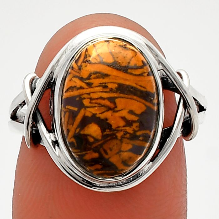 Coquina Fossil Jasper Ring size-8 SDR228155 R-1054, 10x14 mm