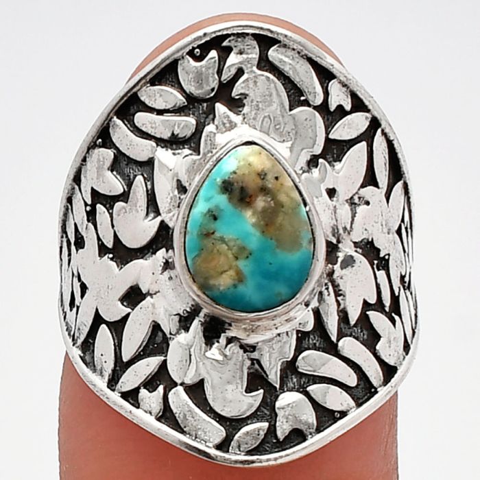 Natural Rare Turquoise Nevada Aztec Mt Ring size-6 SDR228683 R-1370, 7x9 mm