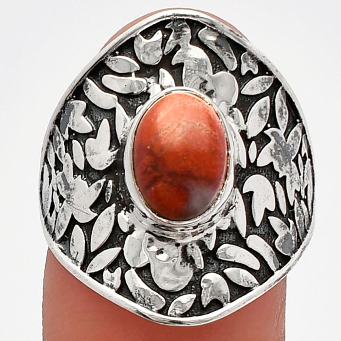 Red Moss Agate Ring size-8 SDR228684 R-1370, 7x9 mm