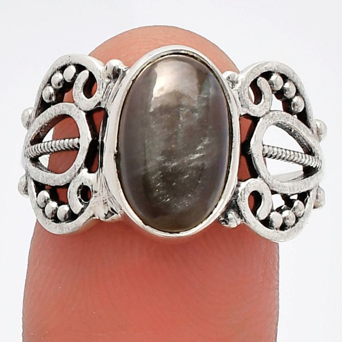 Gray Moonstone Ring size-9 SDR228734 R-1309, 8x12 mm