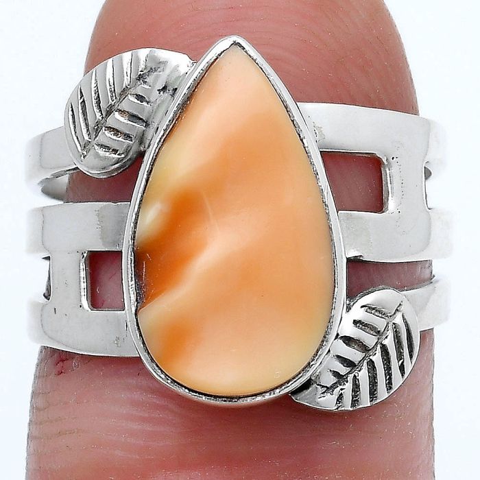 Natural Spiny Oyster Shell Ring size-6.5 SDR228847 R-1400, 9x15 mm