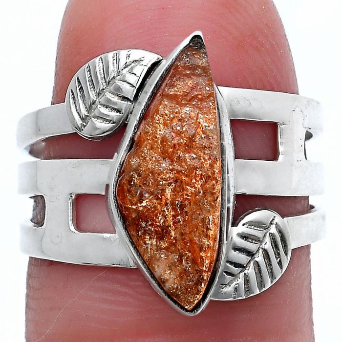 Sunstone Rough Ring size-6 SDR228853 R-1400, 7x17 mm