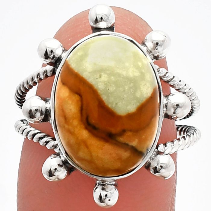 Rocky Butte Picture Jasper Ring size-8 SDR229034 R-1268, 11x15 mm