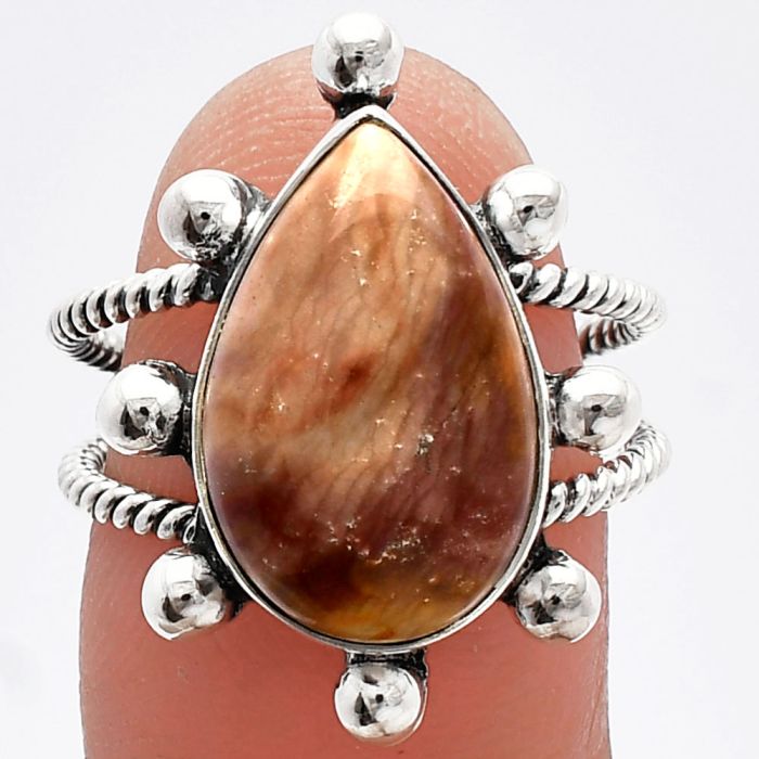 Petrified Wood Ring size-7 SDR229089 R-1268, 11x17 mm