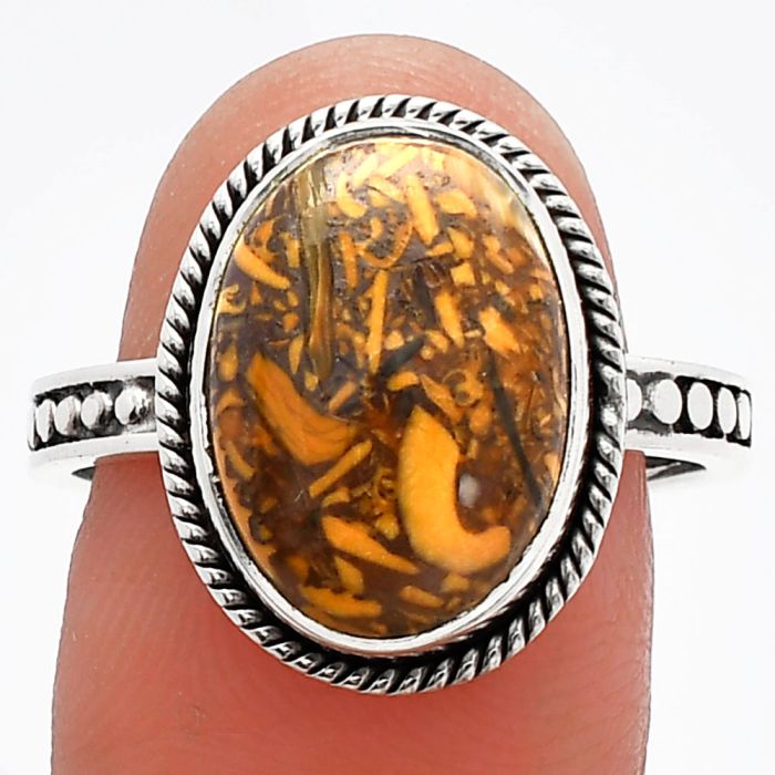 Coquina Fossil Jasper Ring size-9 SDR229453 R-1066, 11x15 mm