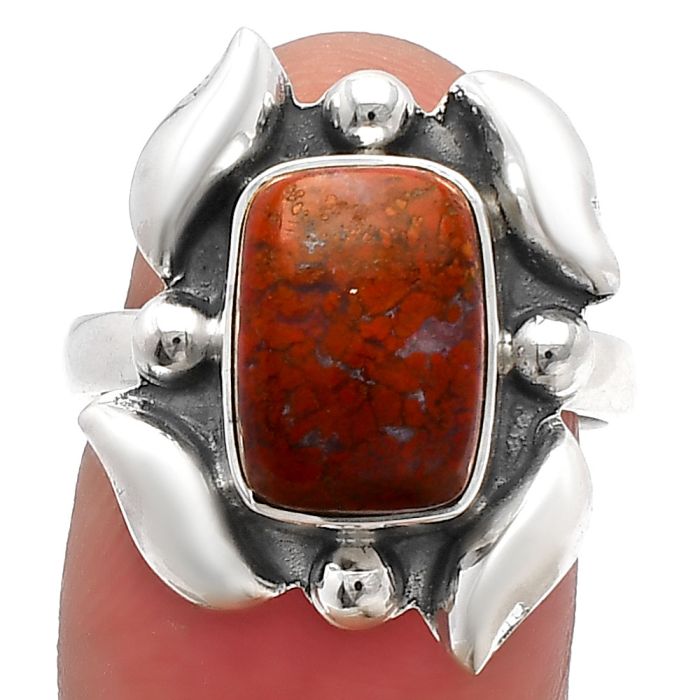 Red Moss Agate Ring size-8 SDR229533 R-1125, 8x12 mm
