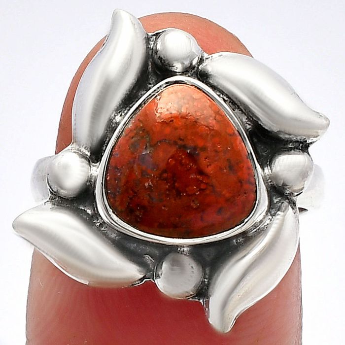 Red Moss Agate Ring size-6 SDR229597 R-1125, 9x9 mm