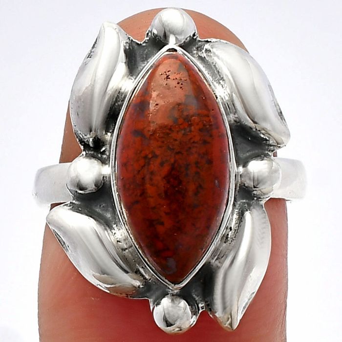 Red Moss Agate Ring size-7 SDR229603 R-1125, 8x16 mm