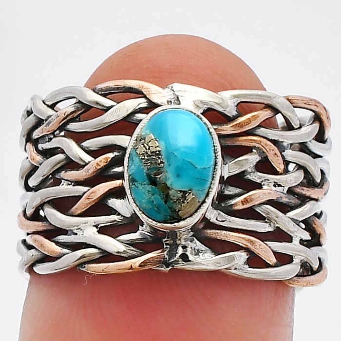 Two Tone - Kingman Turquoise With Pyrite Ring size-6.5 SDR229956 R-1589, 7x5 mm