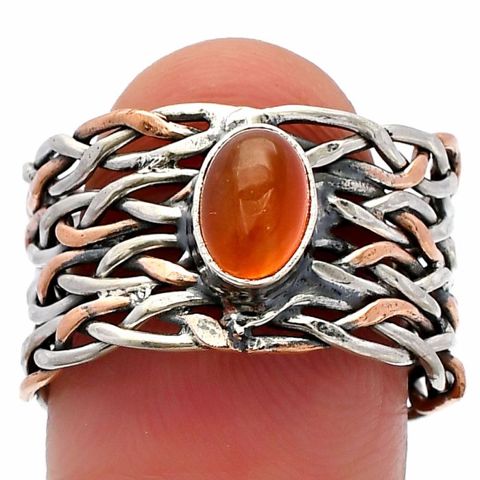 Two Tone - Carnelian Ring size-8 SDR230003 R-1589, 7x5 mm