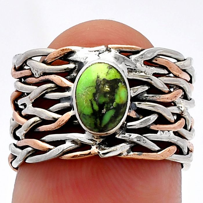 Two Tone - Green Matrix Turquoise Ring size-5.5 SDR230014 R-1589, 7x5 mm