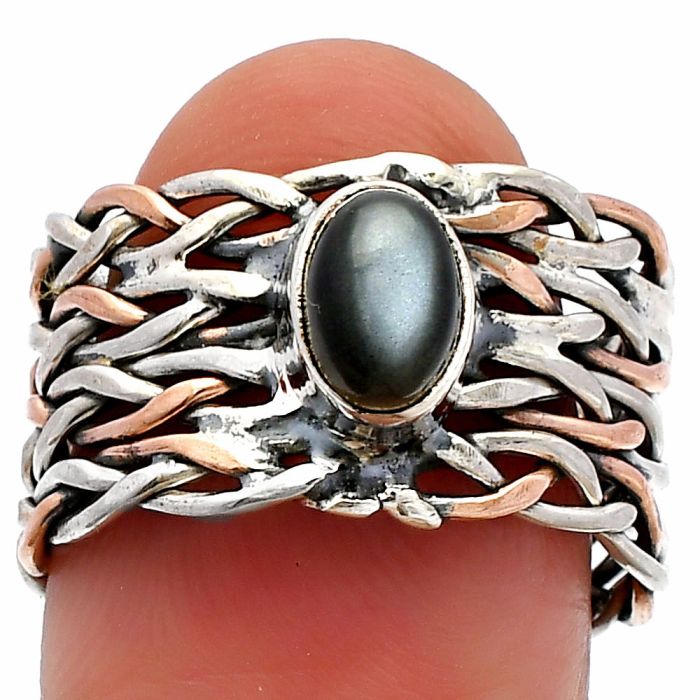 Two Tone - Gray Moonstone Ring size-6.5 SDR230018 R-1589, 7x5 mm