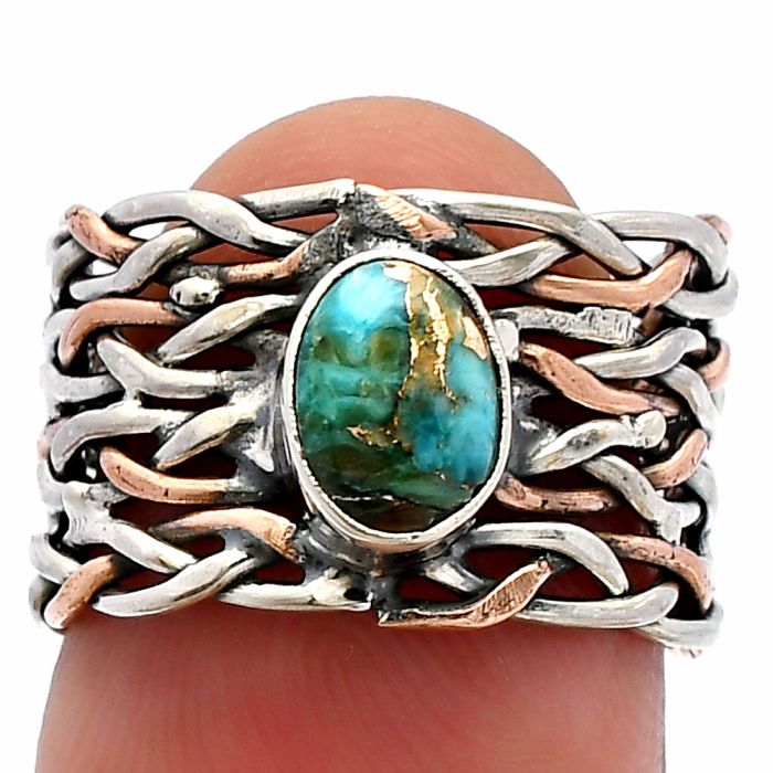 Two Tone - Spiny Oyster Turquoise Ring size-5.5 SDR230027 R-1589, 7x5 mm