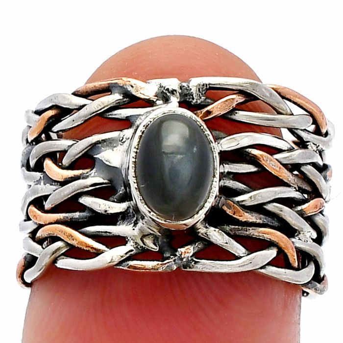 Two Tone - Gray Moonstone Ring size-6.5 SDR230029 R-1589, 7x5 mm
