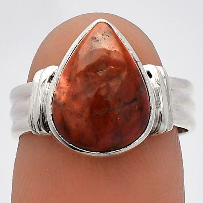 Red Moss Agate Ring size-6.5 SDR230326 R-1470, 10x13 mm