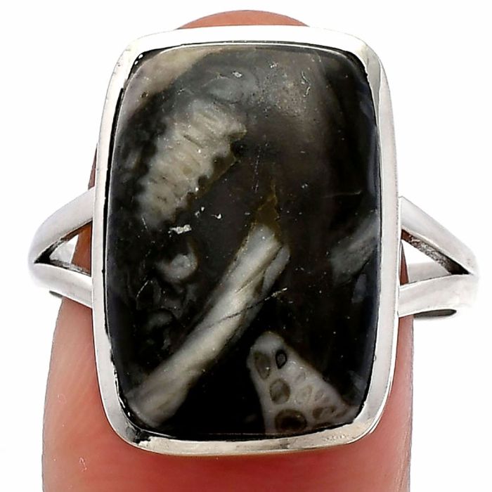 Mexican Cabbing Fossil Ring size-9.5 SDR230398 R-1005, 12x18 mm