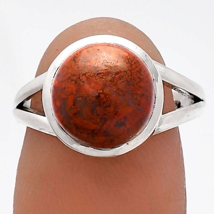 Red Moss Agate Ring size-7 SDR230511 R-1005, 10x10 mm