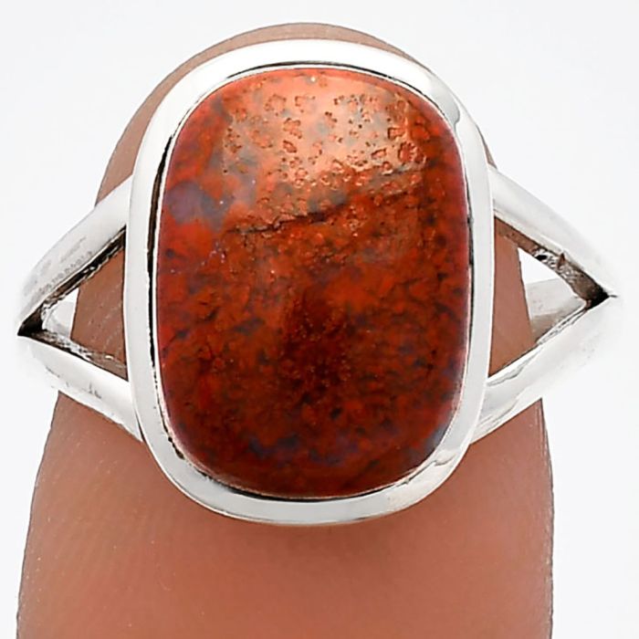 Red Moss Agate Ring size-8 SDR230549 R-1005, 10x14 mm