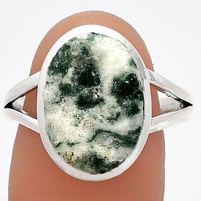 Tree Weed Moss Agate Ring size-9.5 SDR230598 R-1005, 11x15 mm