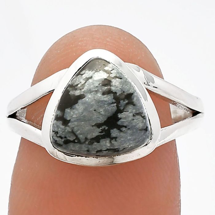 Snow Flake Obsidian Ring size-8 SDR230644 R-1005, 10x10 mm