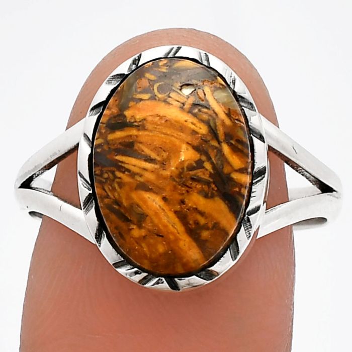 Coquina Fossil Jasper Ring size-9.5 SDR230844 R-1074, 10x14 mm