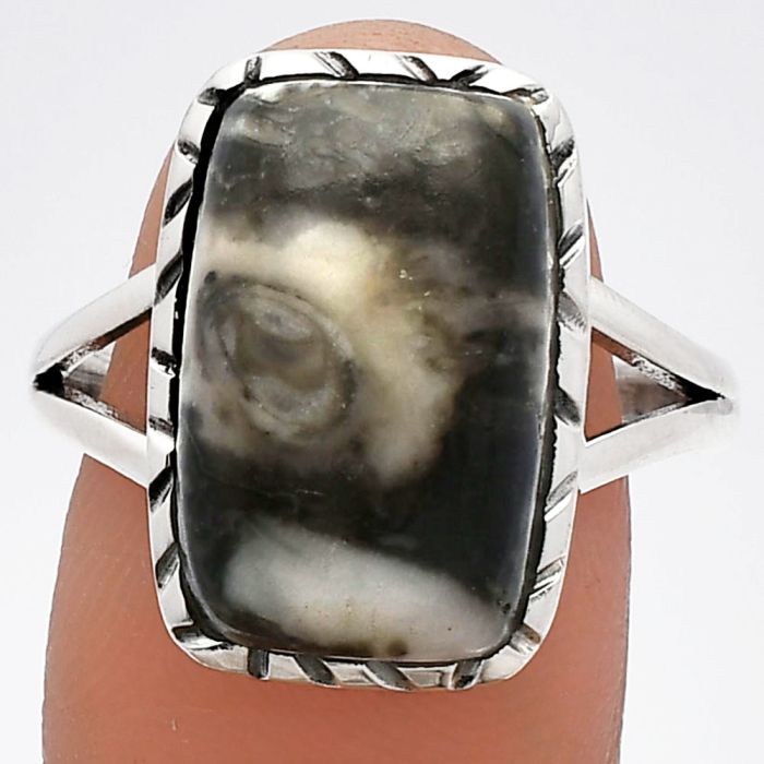 Mexican Cabbing Fossil Ring size-9.5 SDR230896 R-1074, 11x17 mm